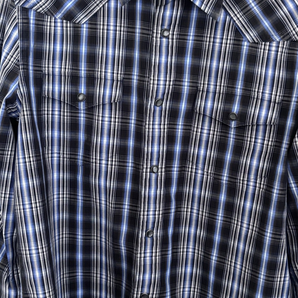 EXPRESS Long Sleeve Shirt‎ Men's Pearl Button Down Blue Size Medium 15-15 1/2 - Picture 4 of 10